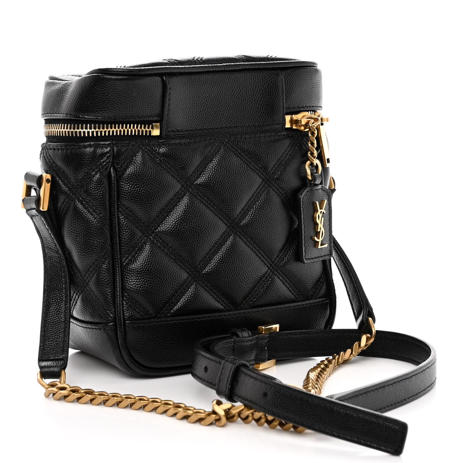 Saint Laurent Grain de Poudre Quilted 80's Vanity Bag Black 3 of 11