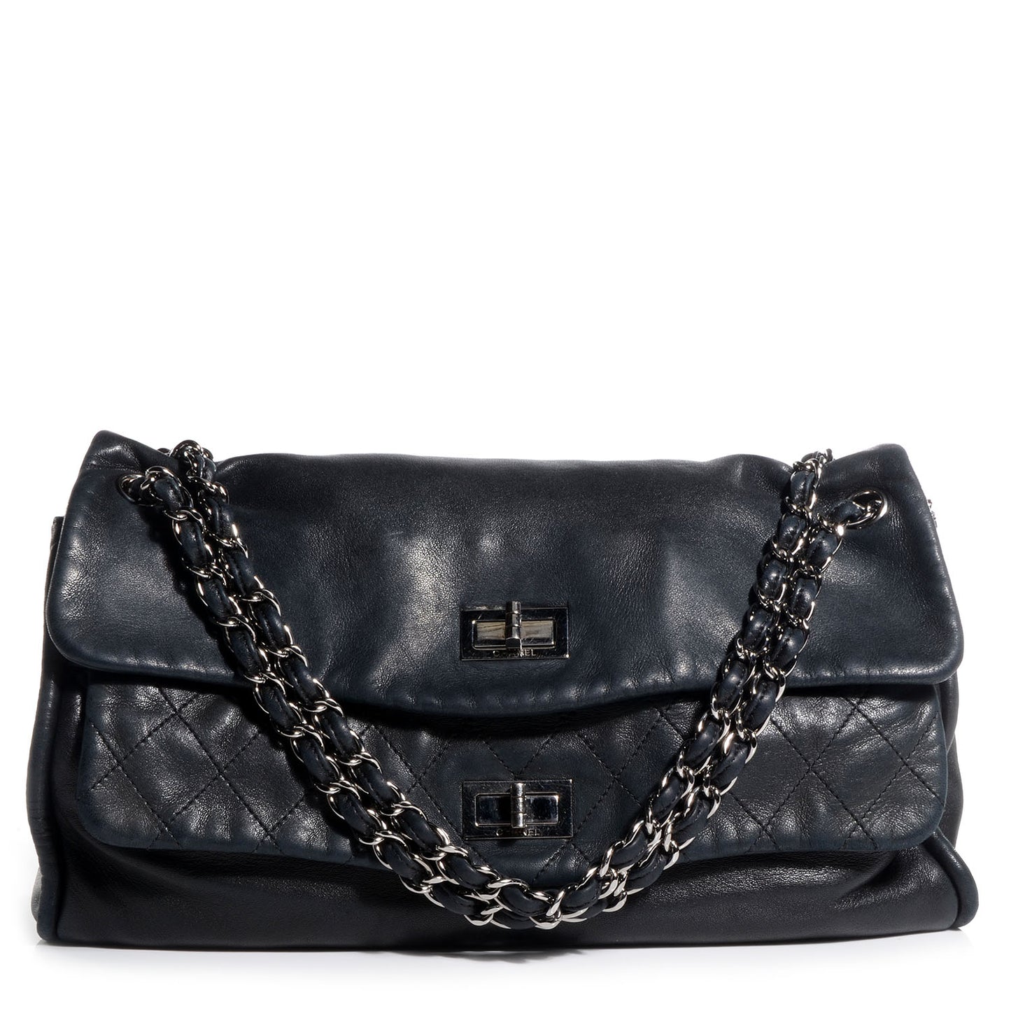 Lambskin Double Mademoiselle Jumbo Flap Black