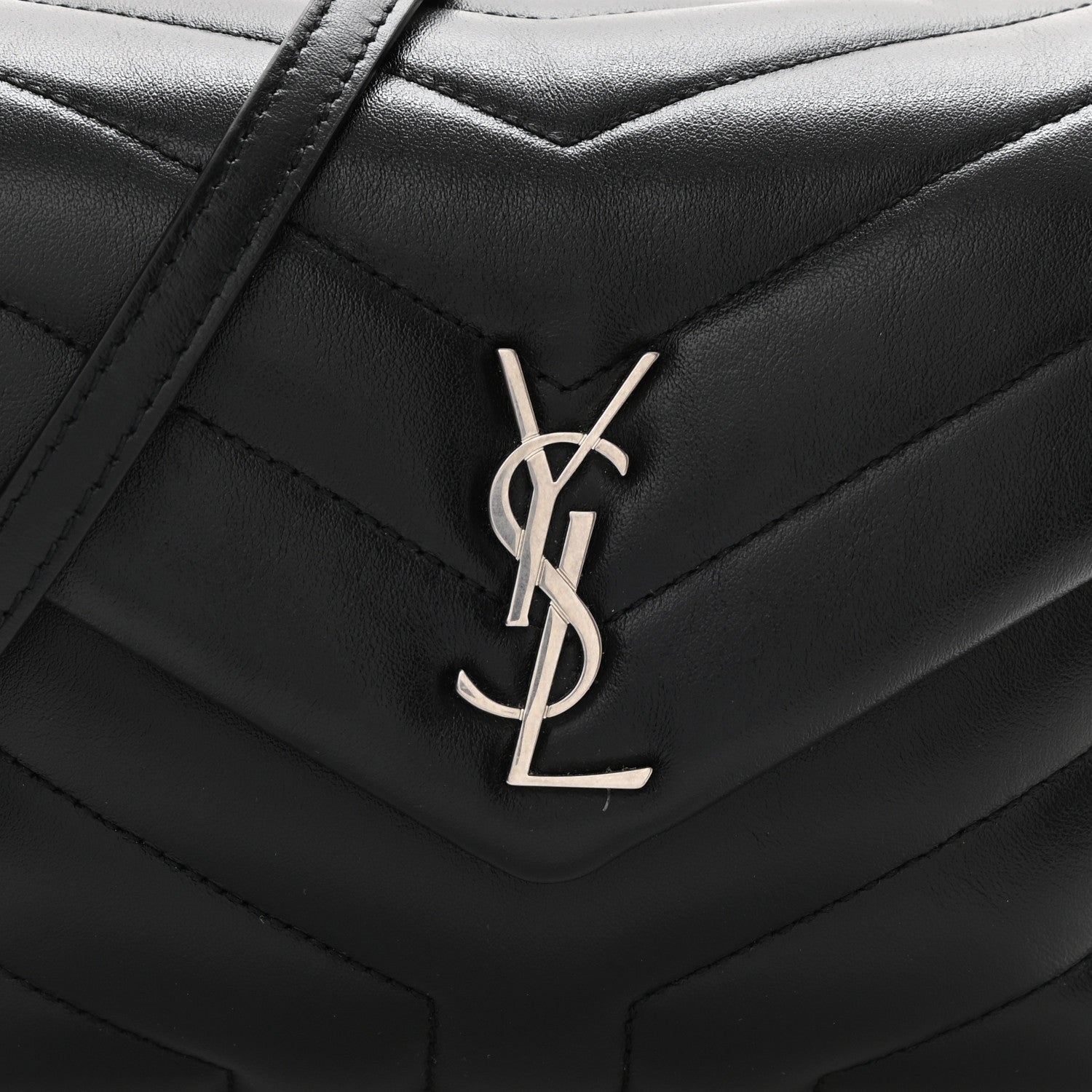 Saint Laurent Calfskin Y Quilted Monogram Toy Loulou Crossbody Bag Black 9 of 12