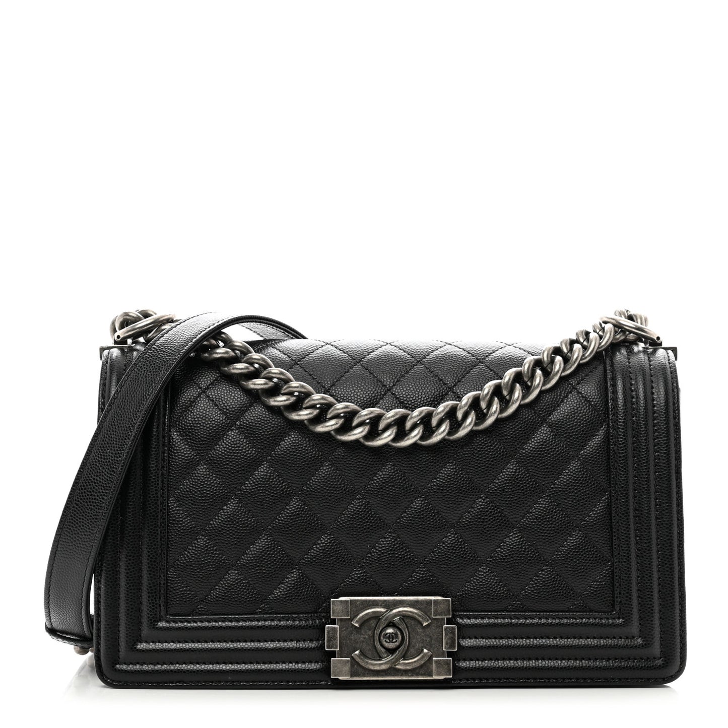 Caviar Quilted Medium Boy Flap Black