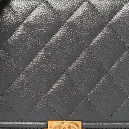 Chanel Caviar Quilted Mini Boy Wallet On Chain WOC Dark Gray 8 of 11