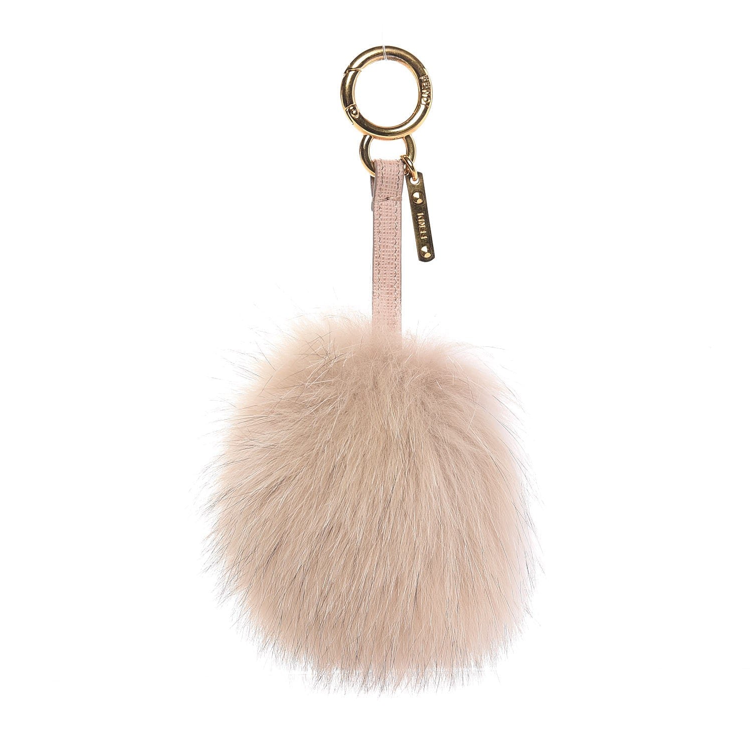 Fendi Fox Fur Vitello Elite Bi-Color Pom Pom Bag Charm Rosa Cammello Cipria 1 of 6