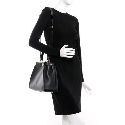 Fendi Vitello Seta Shiny Nappa Medium Peekaboo Iconic Satchel Black 2 of 8