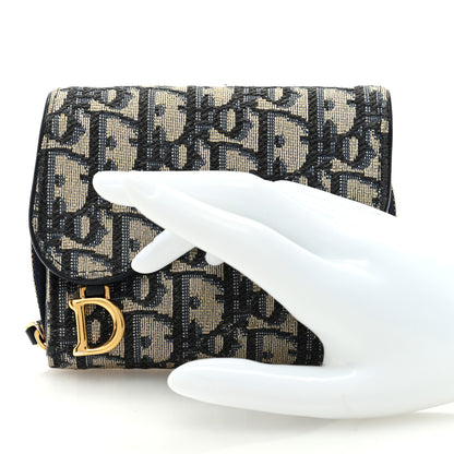 Christian Dior Oblique Saddle Lotus Wallet Blue 2 of 8