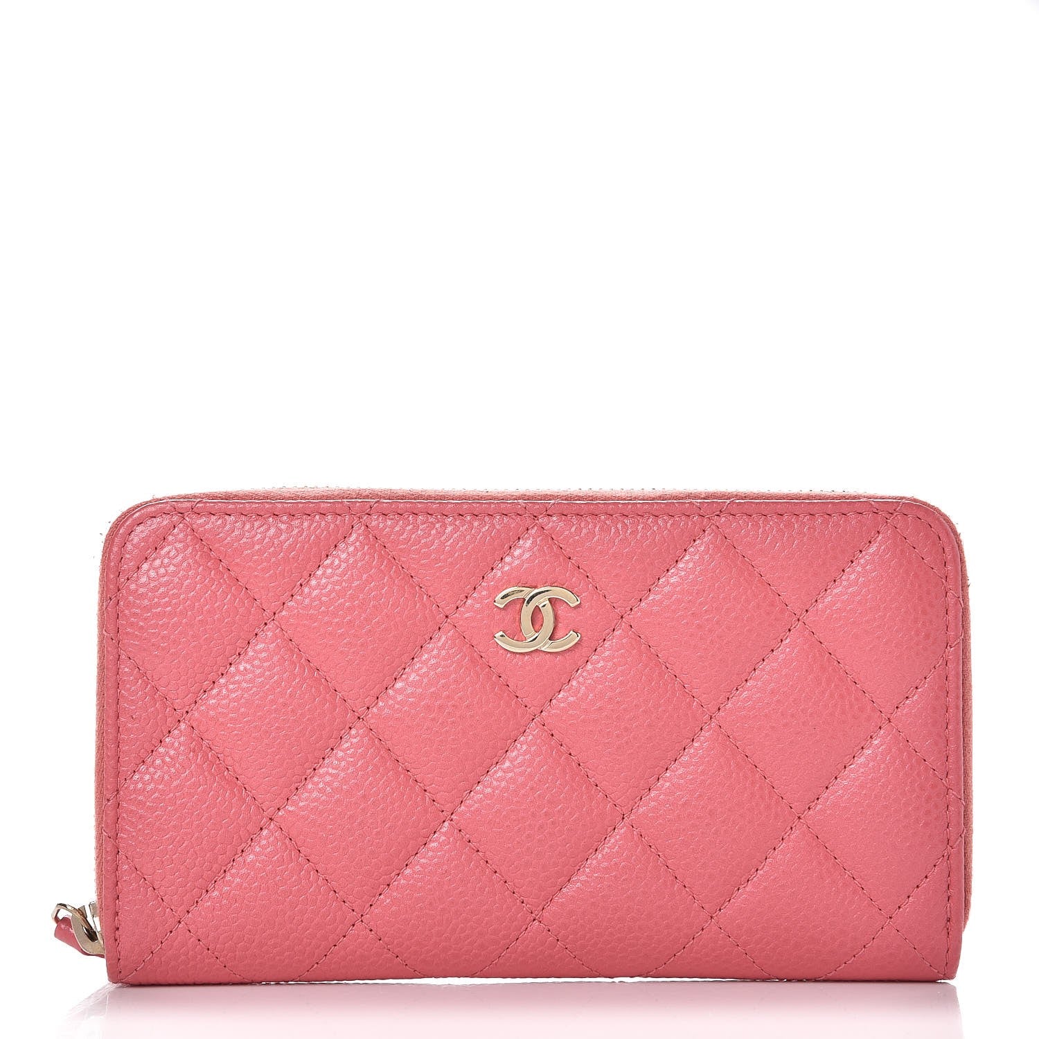 Chanel Caviar Quilted Small Zip Around Wallet Pink 1 of 9