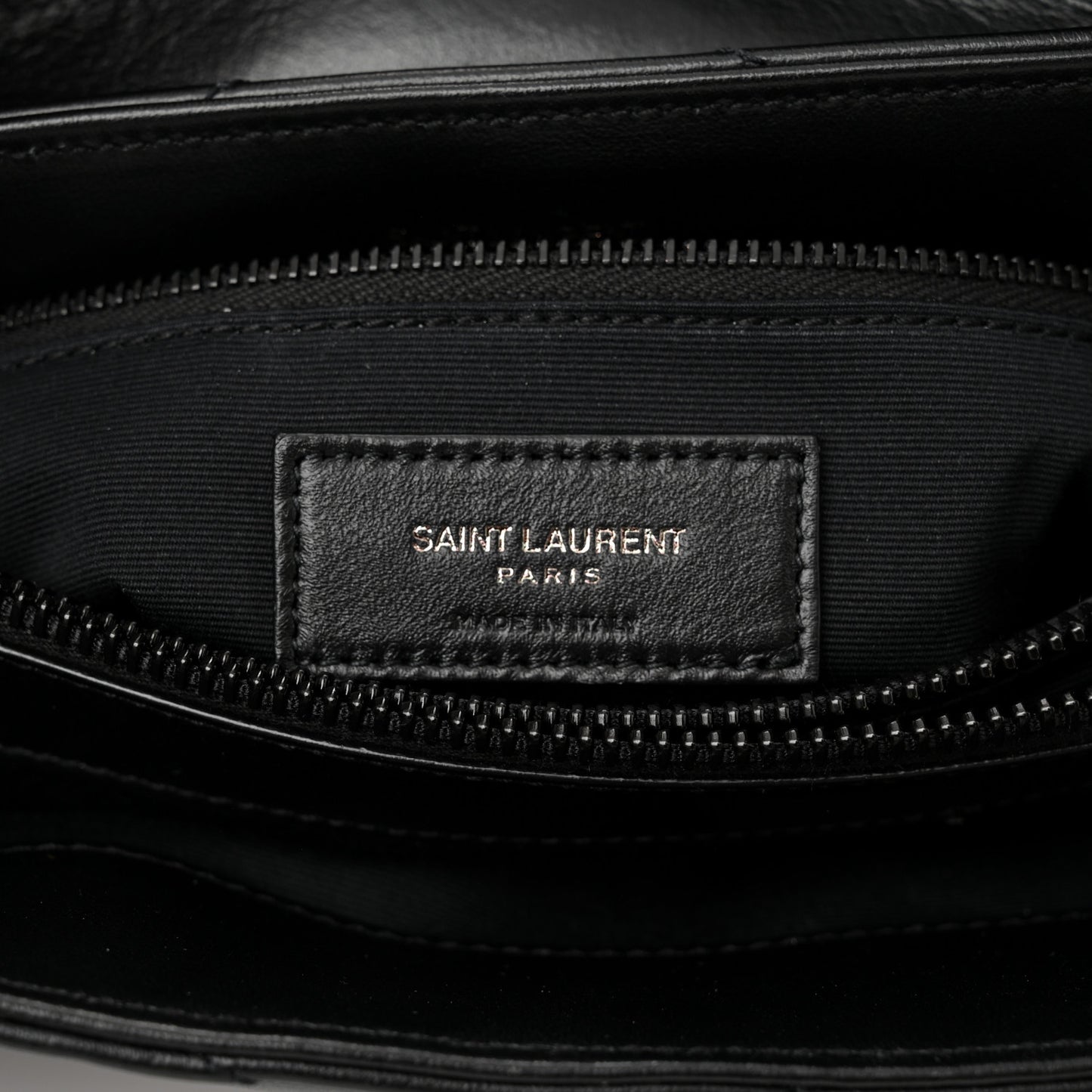 Calfskin Y Quilted Monogram Monochrome Medium Loulou Chain Satchel Black