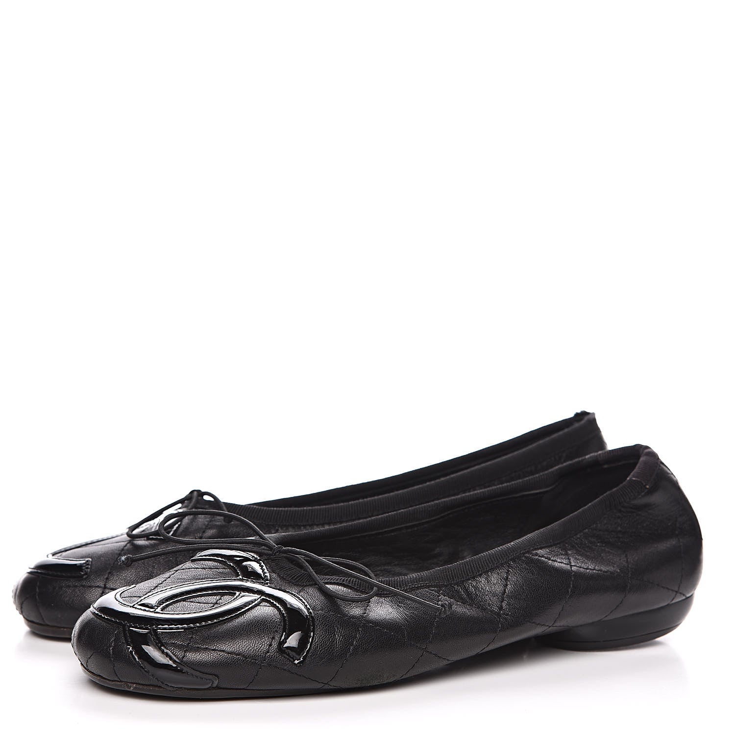 Chanel Lambskin Quilted Cambon Ballerina Flats 38 Black 3 of 11