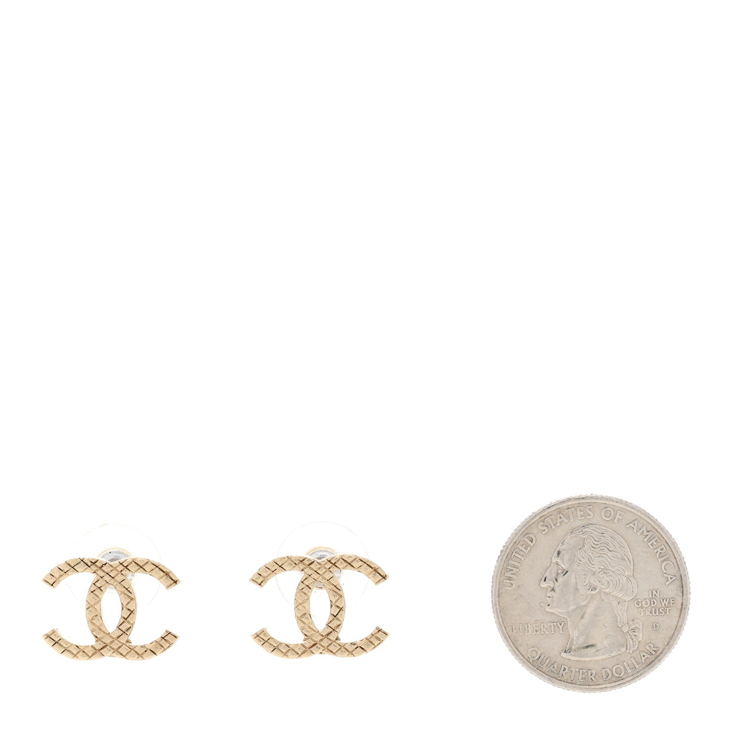Quilted CC Earrings Gold