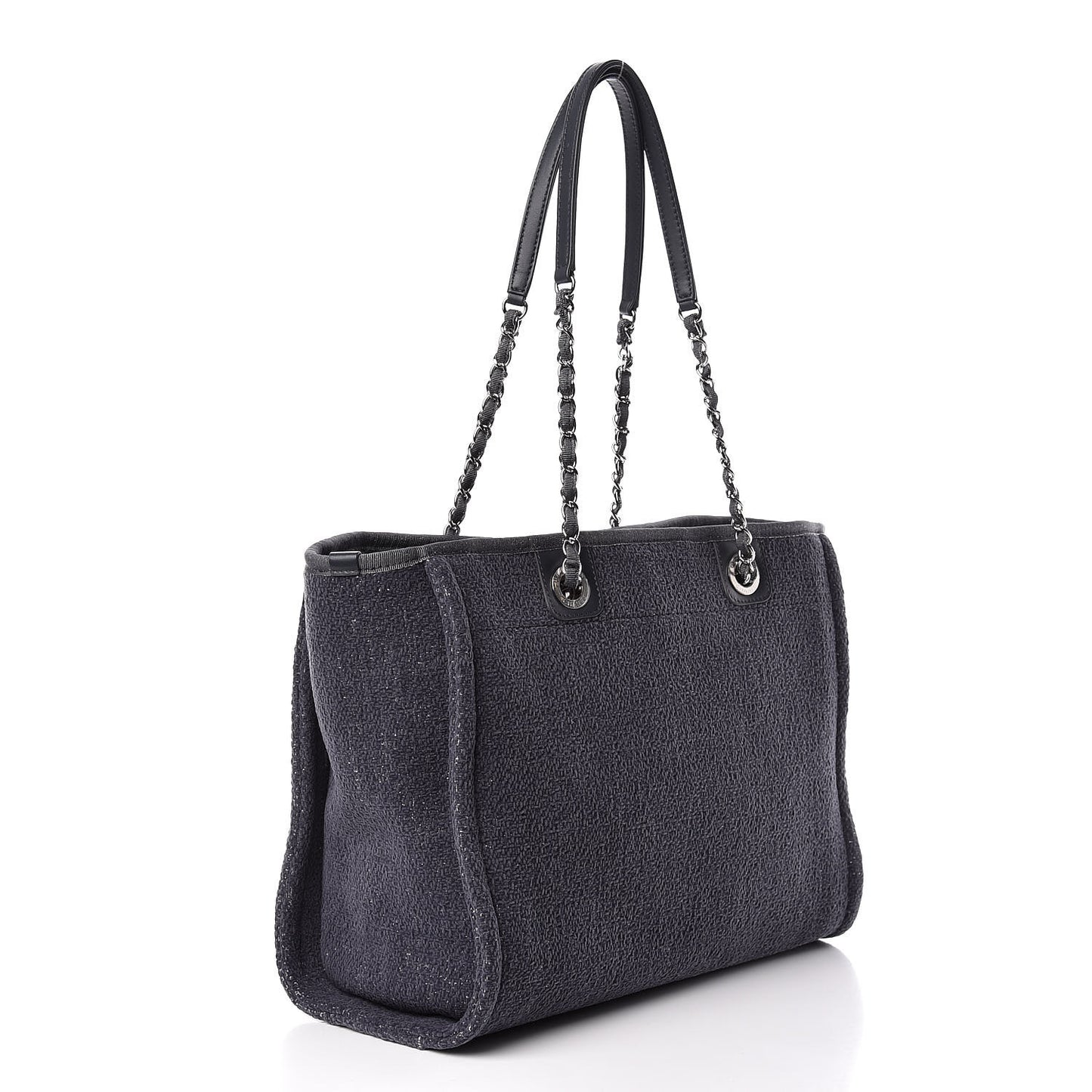 Lurex Boucle Small Deauville Tote Light Grey