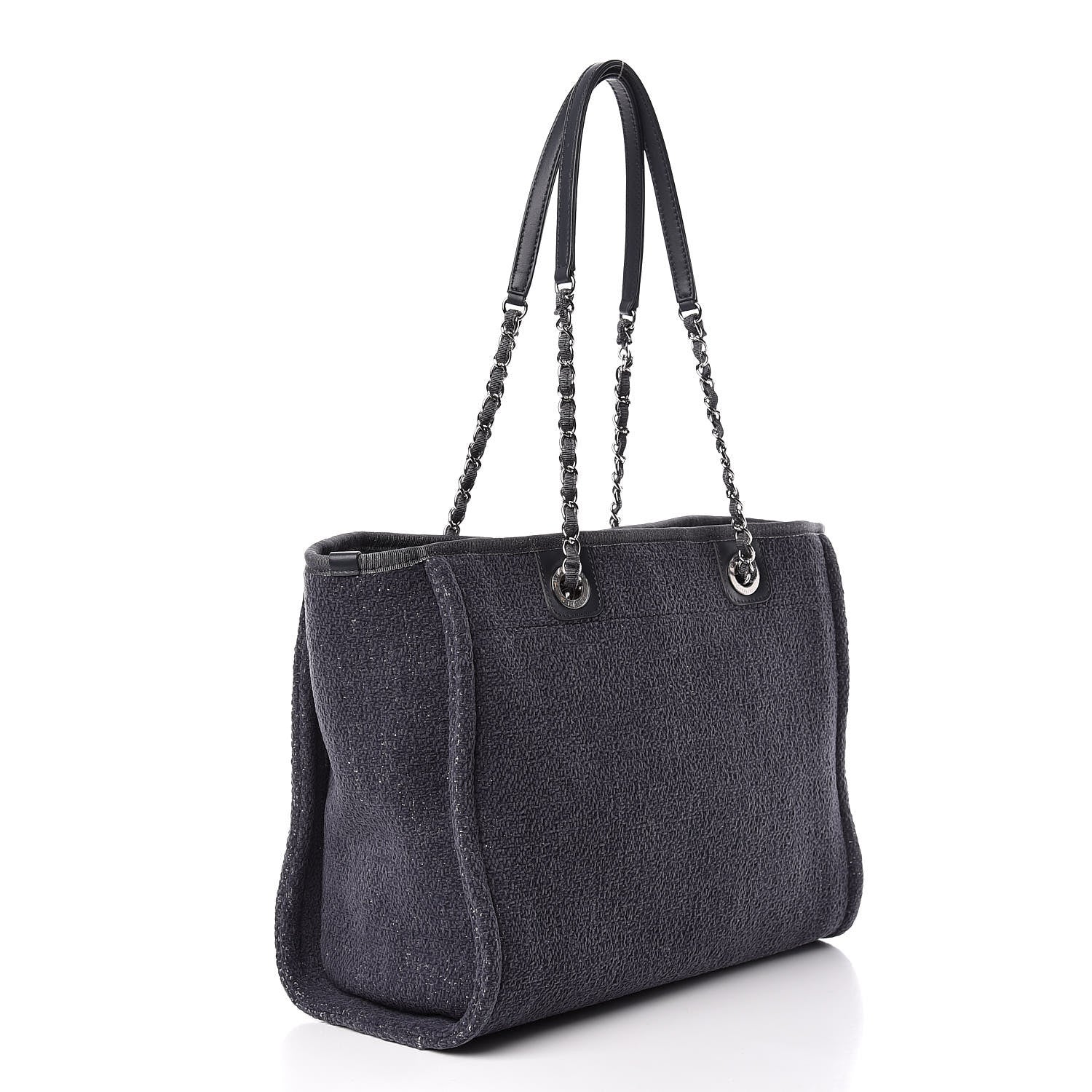 Chanel Lurex Boucle Small Deauville Tote Light Grey 3 of 11