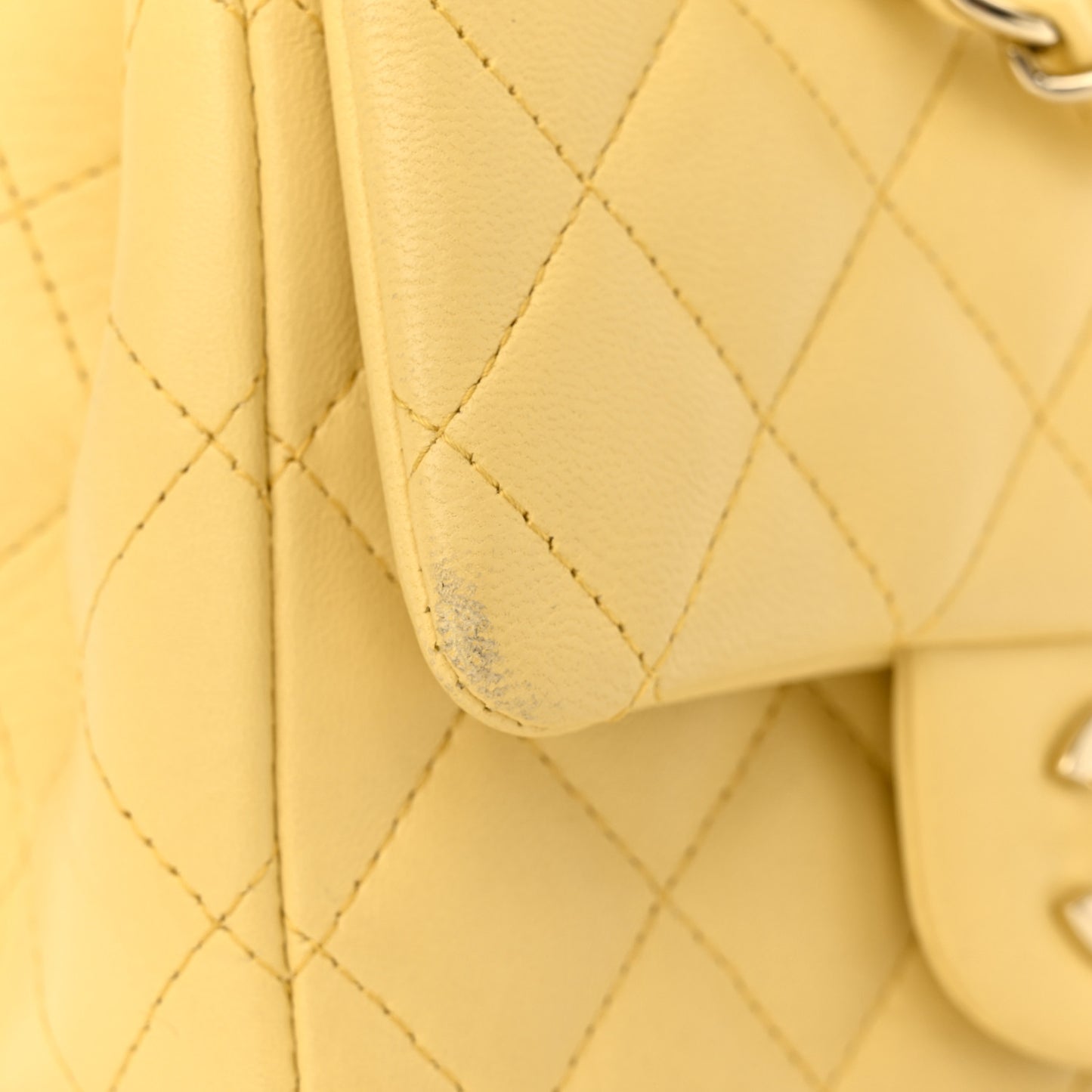 Lambskin Quilted Mini Square Flap Light Yellow