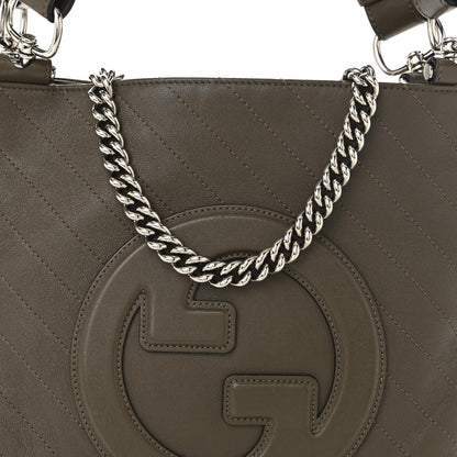 Gucci Sakai Be Green Calfskin Diagonal Stitched Small Blondie Tote Craclet Brown 8 of 11