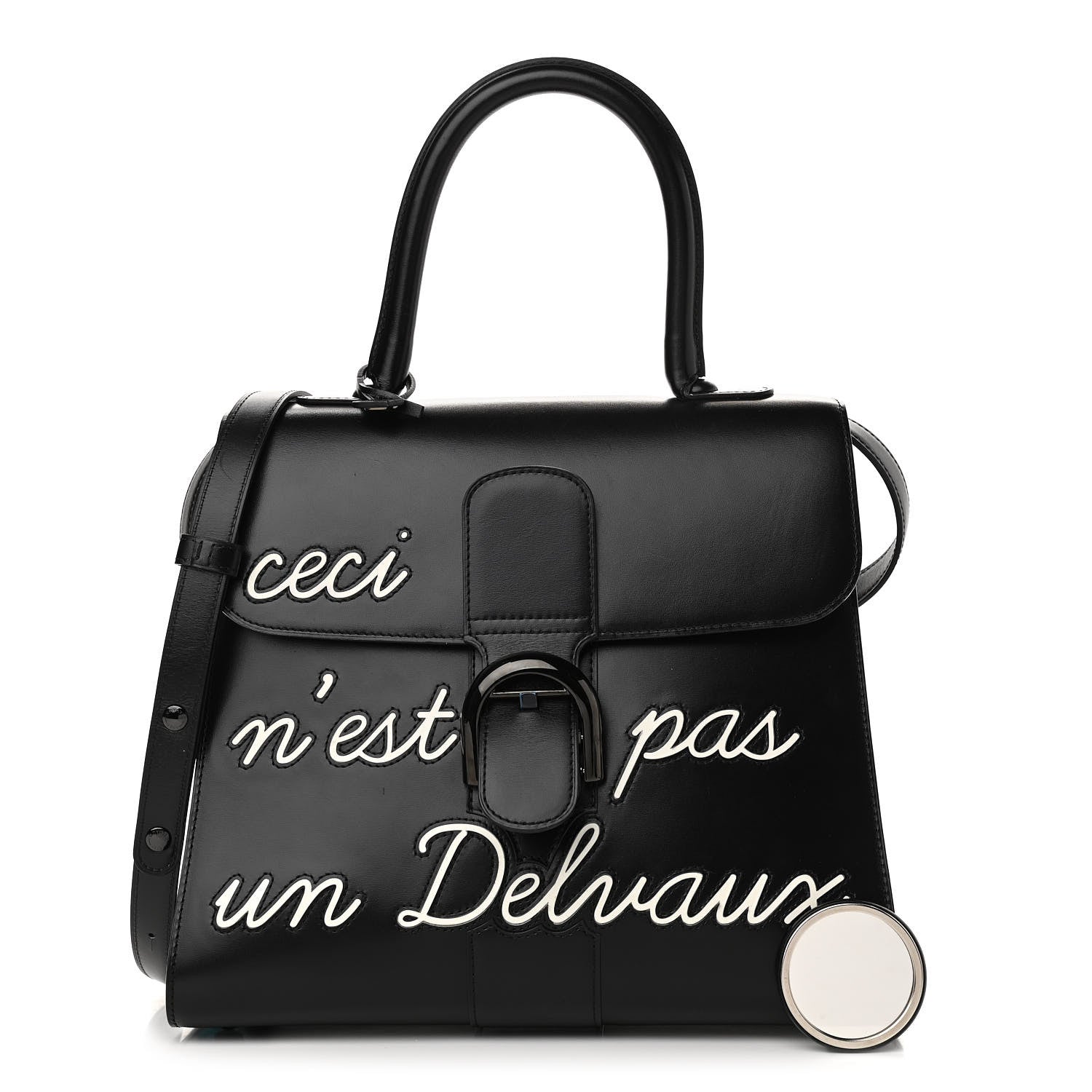 Delvaux Calfskin MM L'Humour Brillant Satchel Black 1 of 13