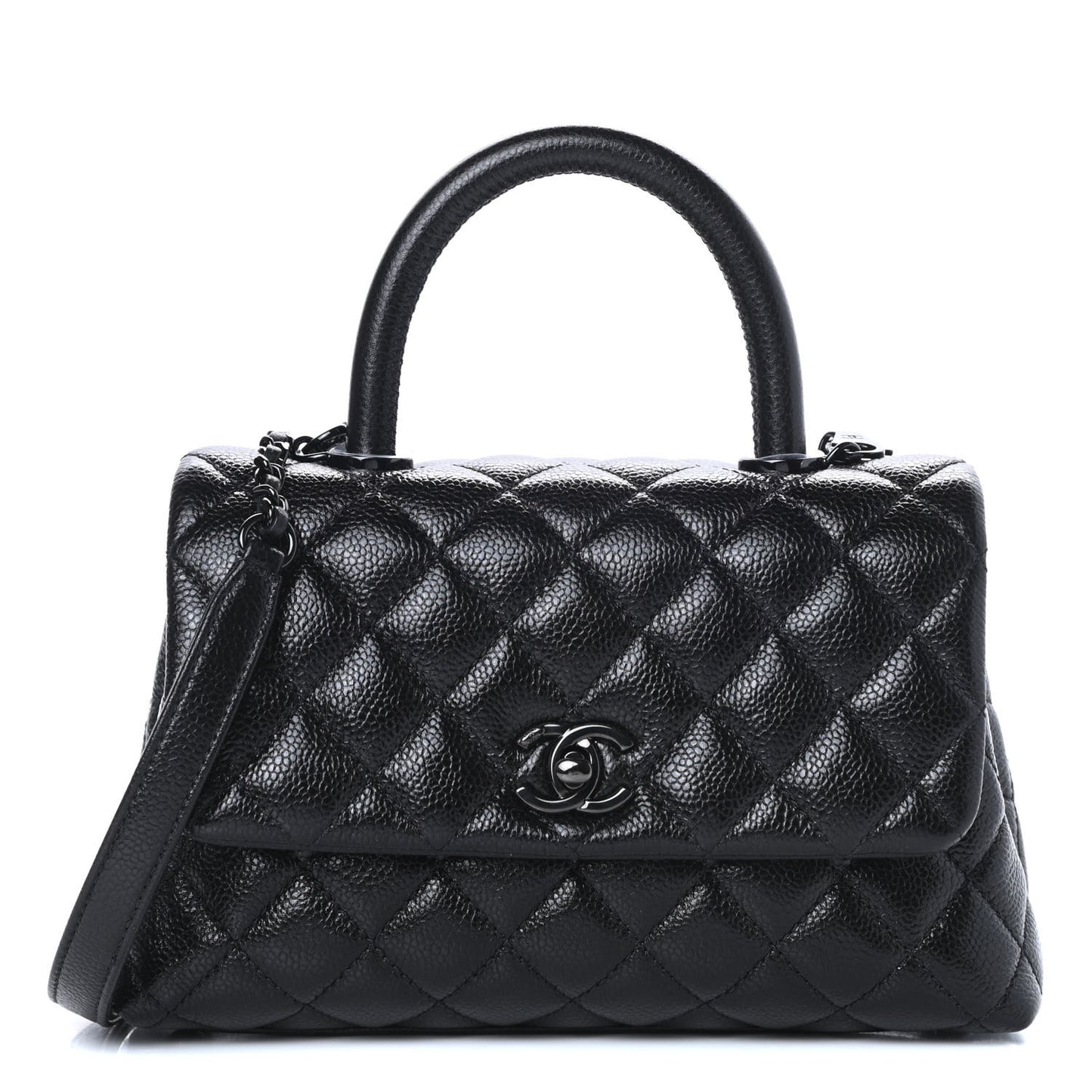 Caviar Quilted Mini Coco Handle Flap So Black