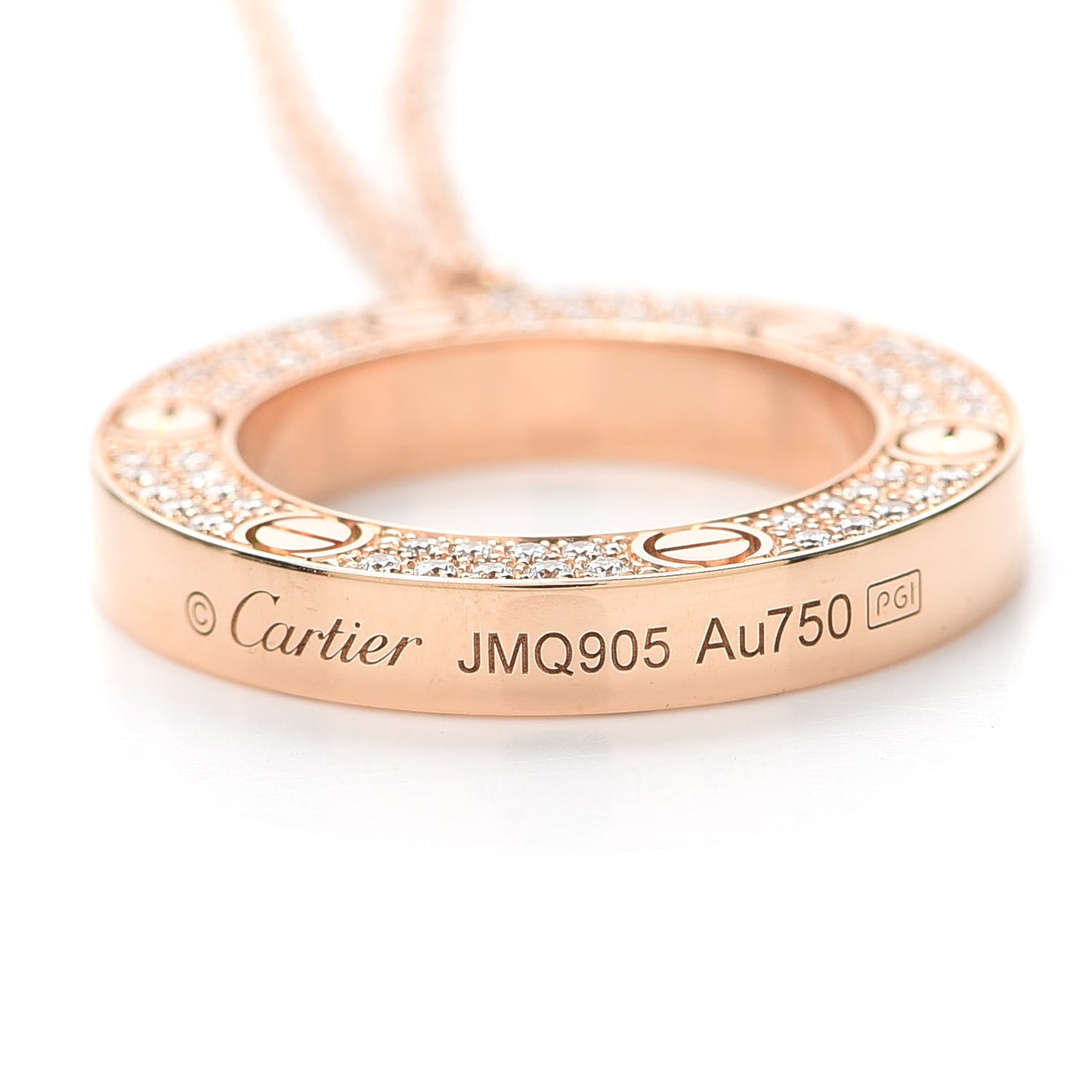 18K Pink Gold Diamond LOVE Paved Necklace
