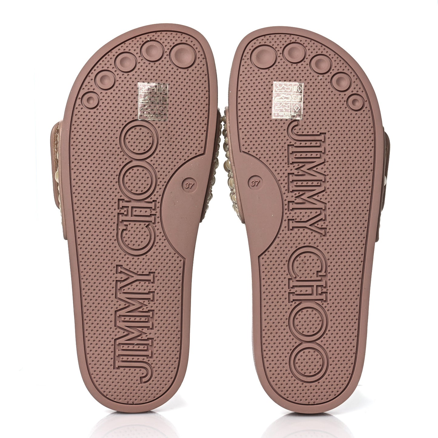 Canvas Calfskin Pearls Fitz Sandals 37 Ballet Pink