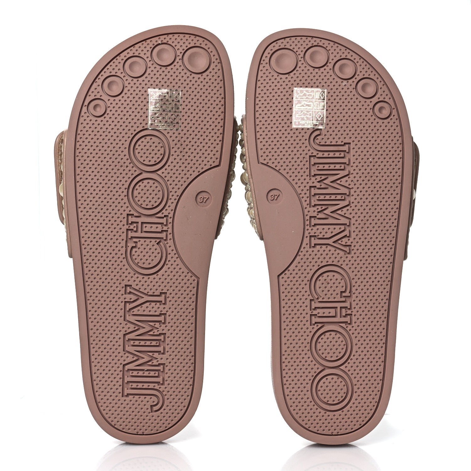Jimmy Choo Canvas Calfskin Pearls Fitz Sandals 37 Ballet Pink 5 of 8