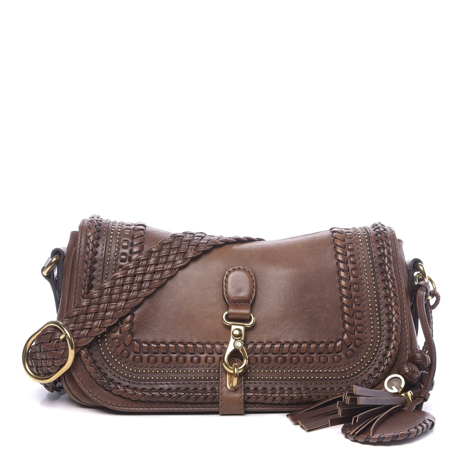 Gucci Calfskin Handmade Medium Flap Shoulder Bag Brown 1 of 15
