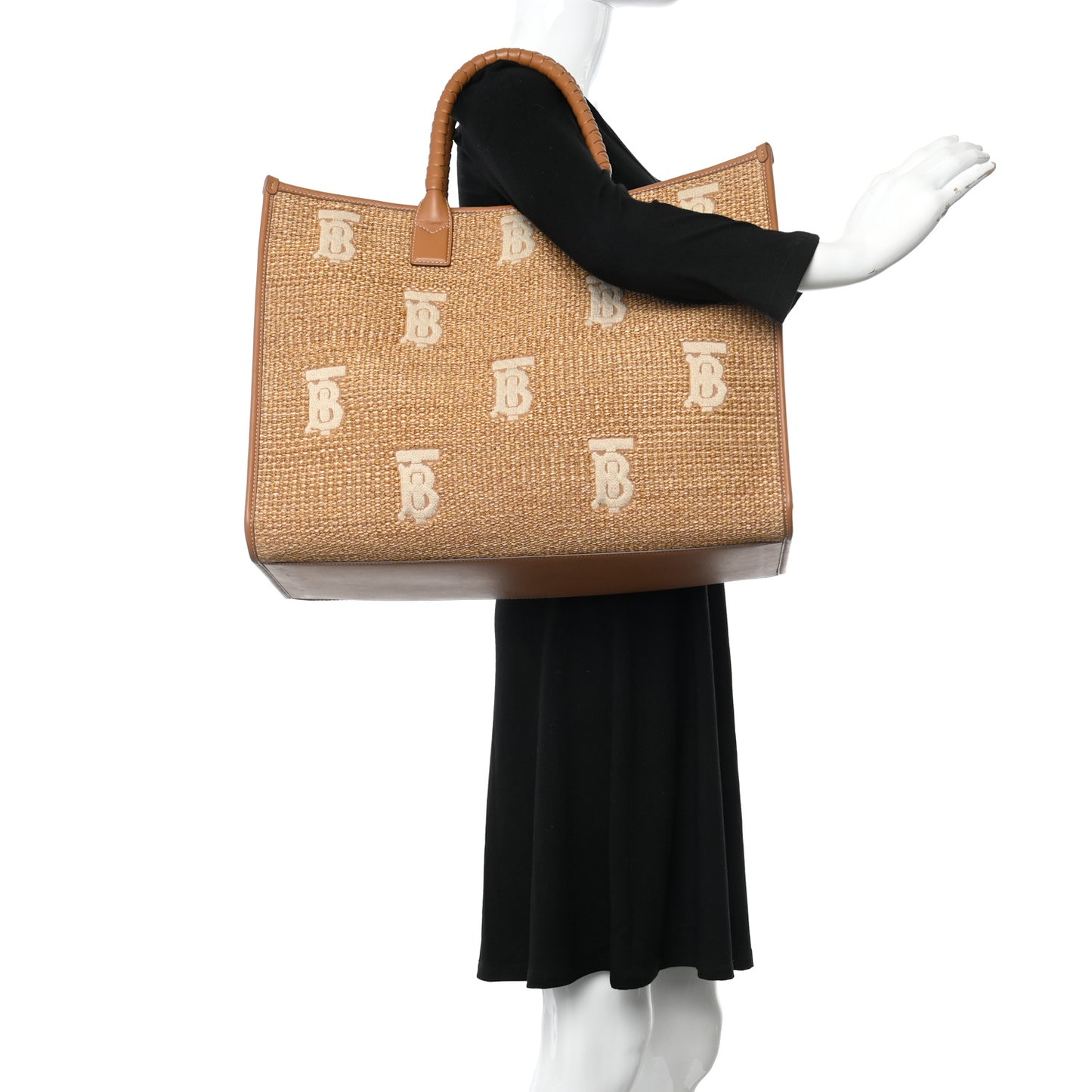 Raffia Calfskin Large Freya Tote Natural