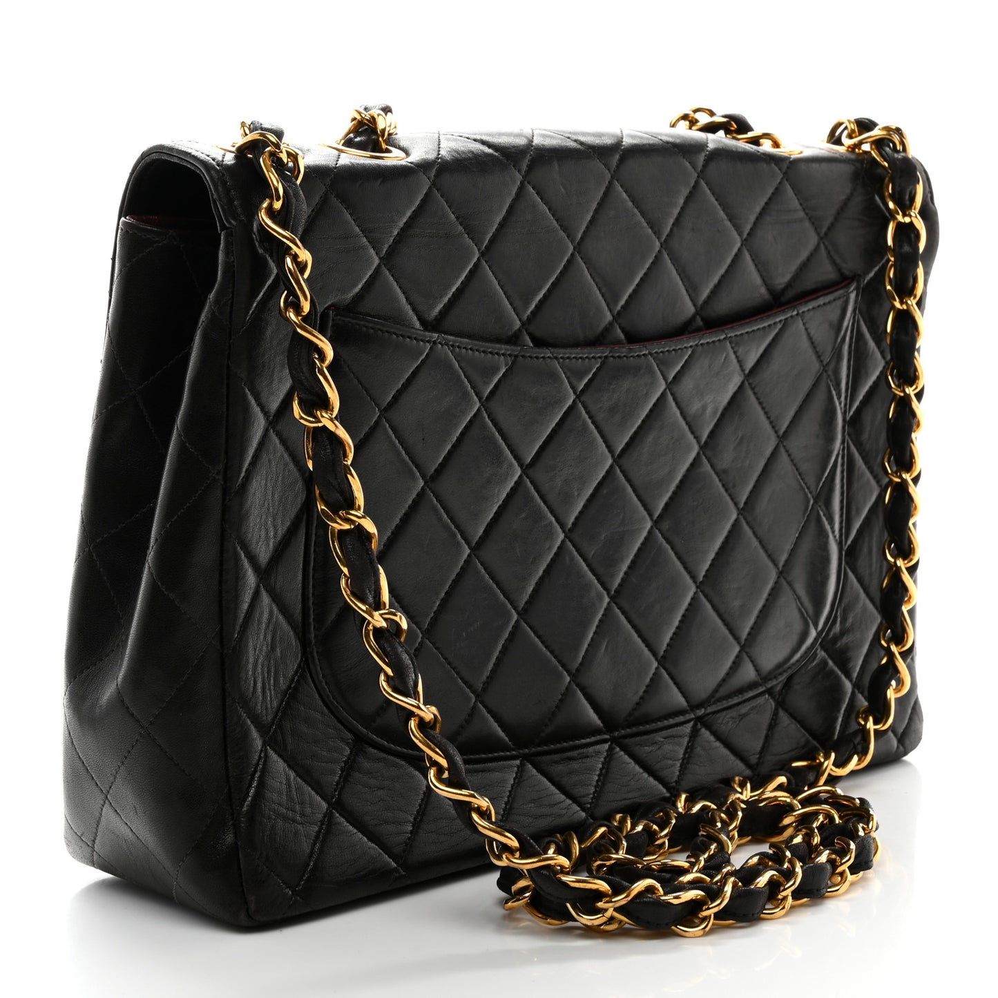 Lambskin Quilted XL Jumbo Single Flap Black