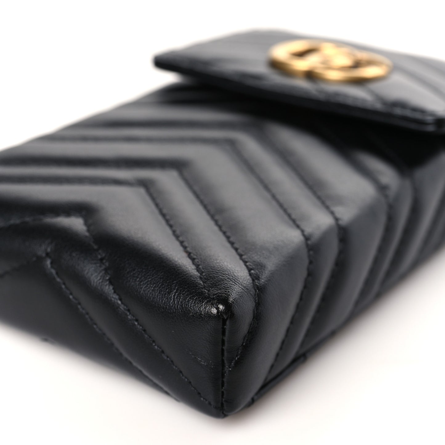 Calfskin Matelasse Mini GG Marmont Crossbody Bag Black