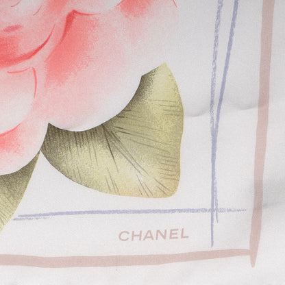 Chanel Silk Camellia Flower Scarf Beige 3 of 6