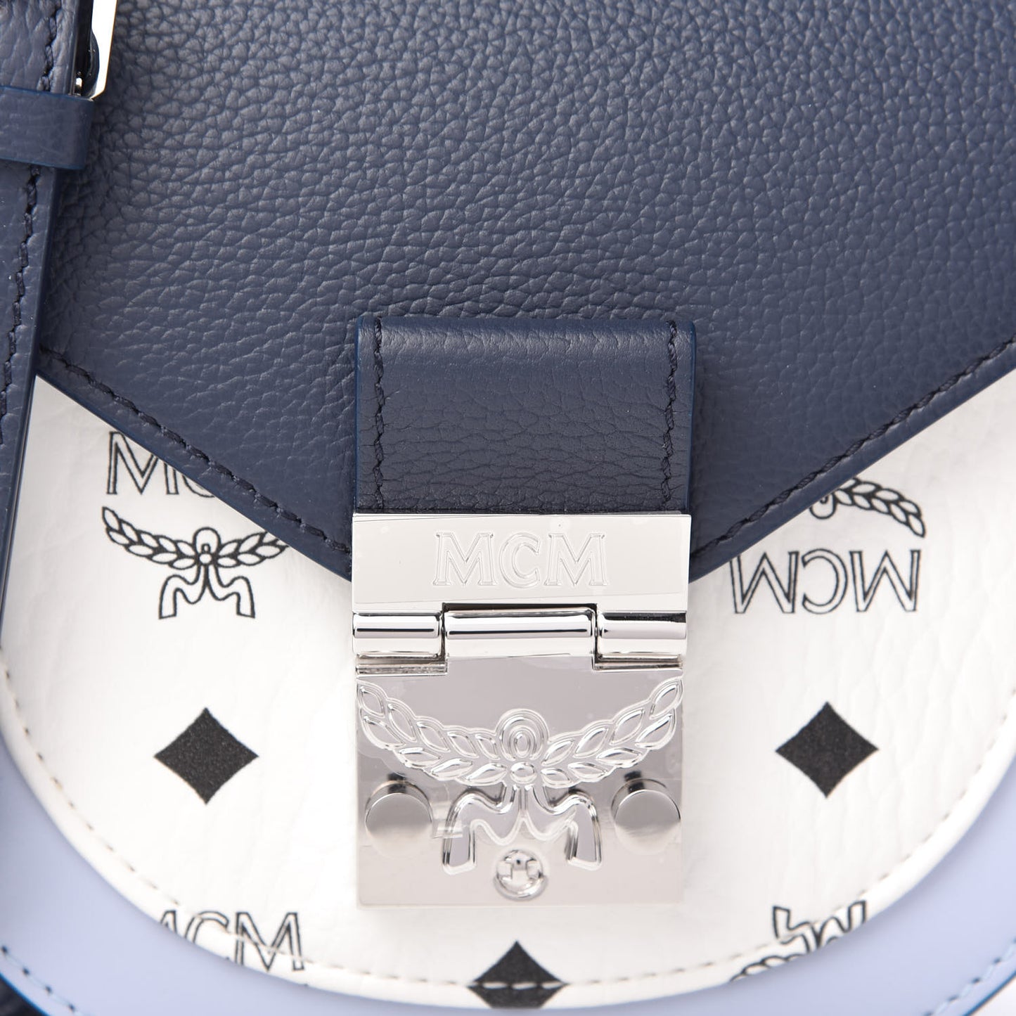 Visetos Calfskin Small Patricia Shoulder Bag Mood Indigo White