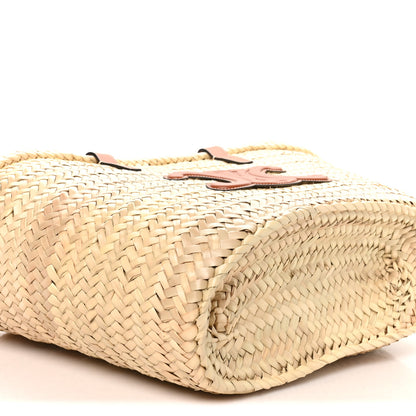 Celine Raffia Calfskin Triomphe Medium Panier Tan 8 of 9