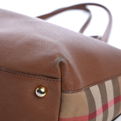 Burberry Derby Calfskin House Check Medium Welburn Tote Tan 17 of 21