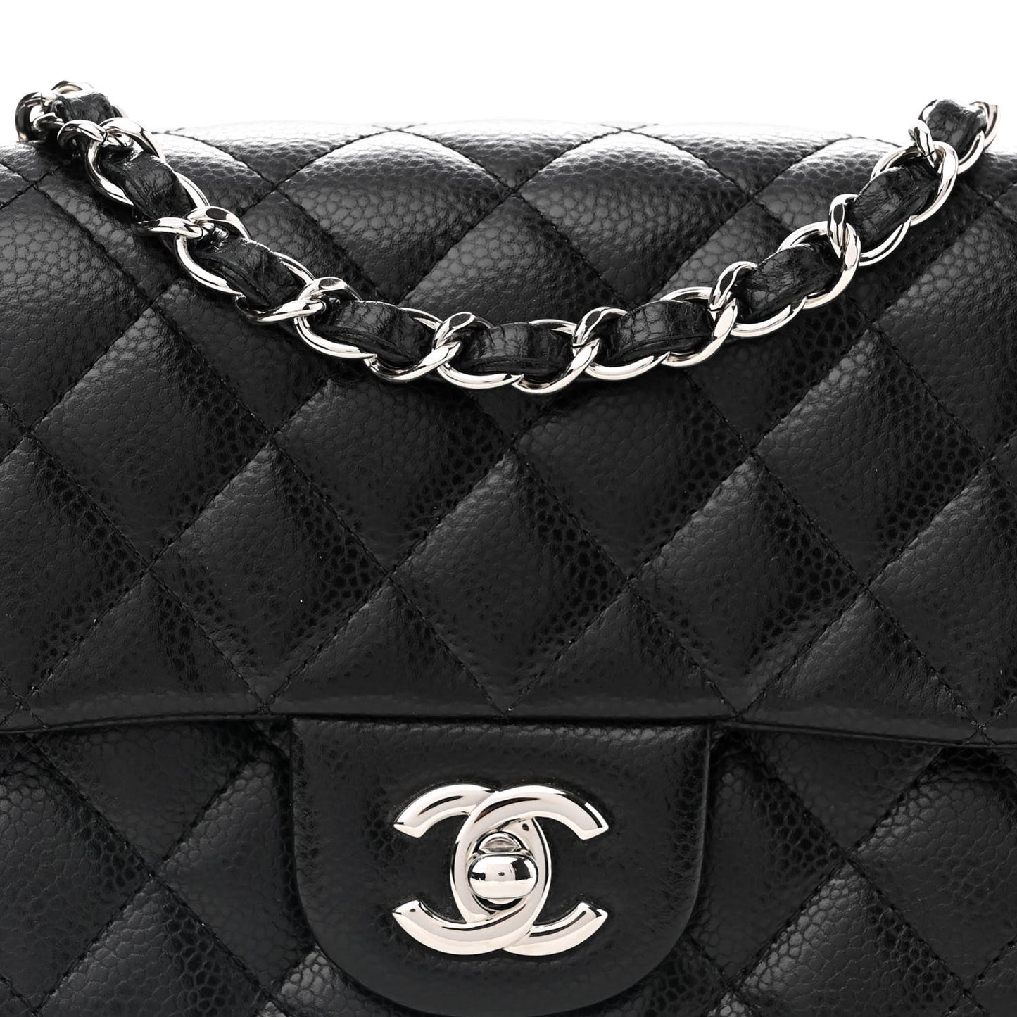 Caviar Quilted Mini Square Flap Black