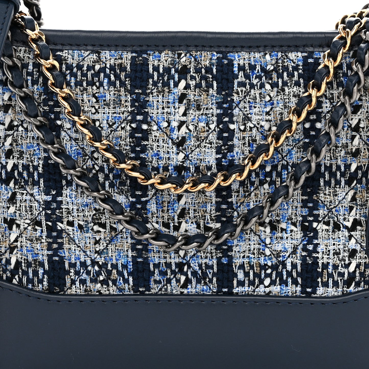 Tweed Calfskin Small Gabrielle Hobo Blue