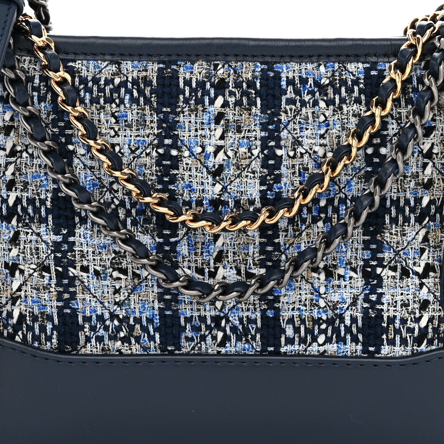 Chanel Tweed Calfskin Small Gabrielle Hobo Blue 8 of 10