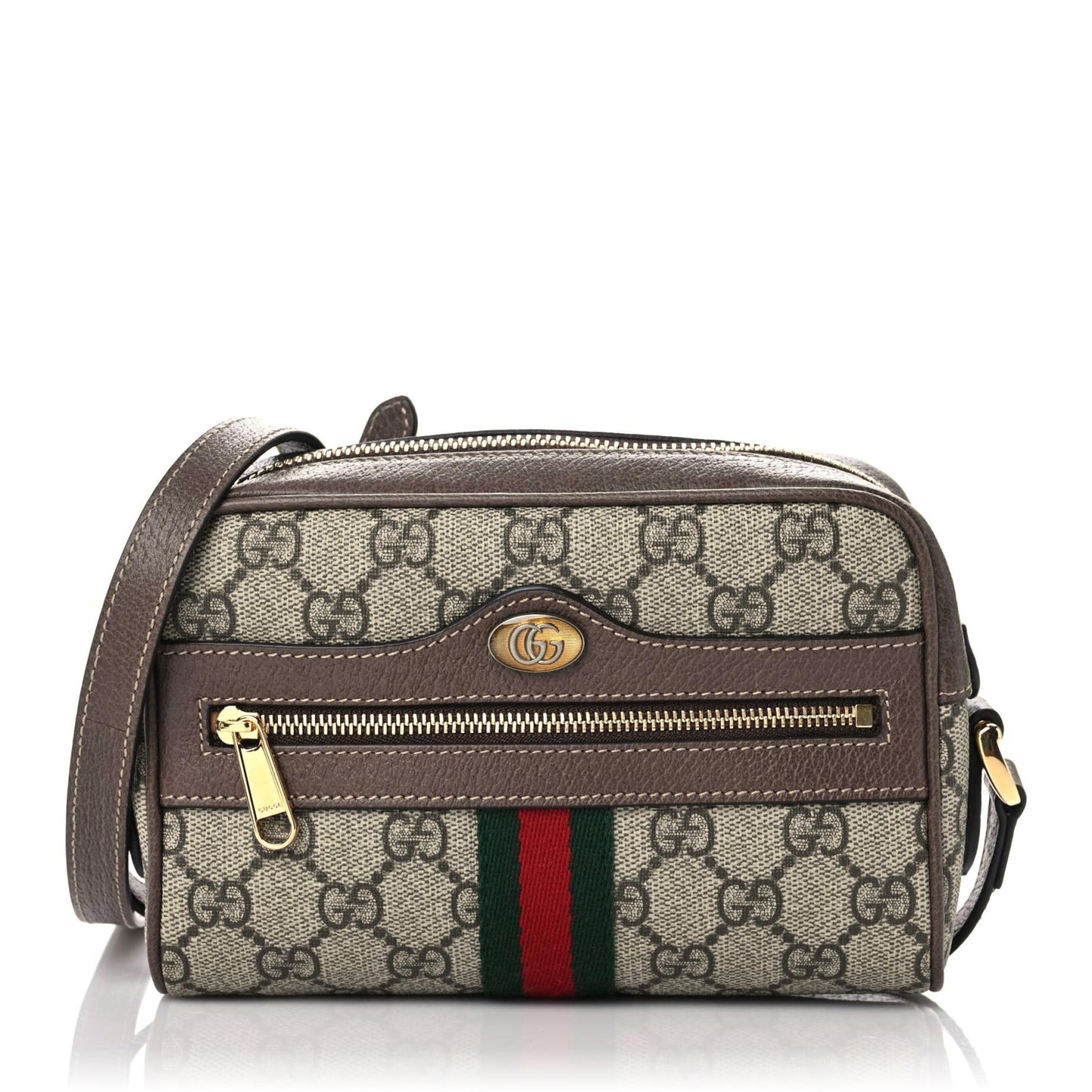 GG Supreme Monogram Web Mini Ophidia Shoulder Bag Brown