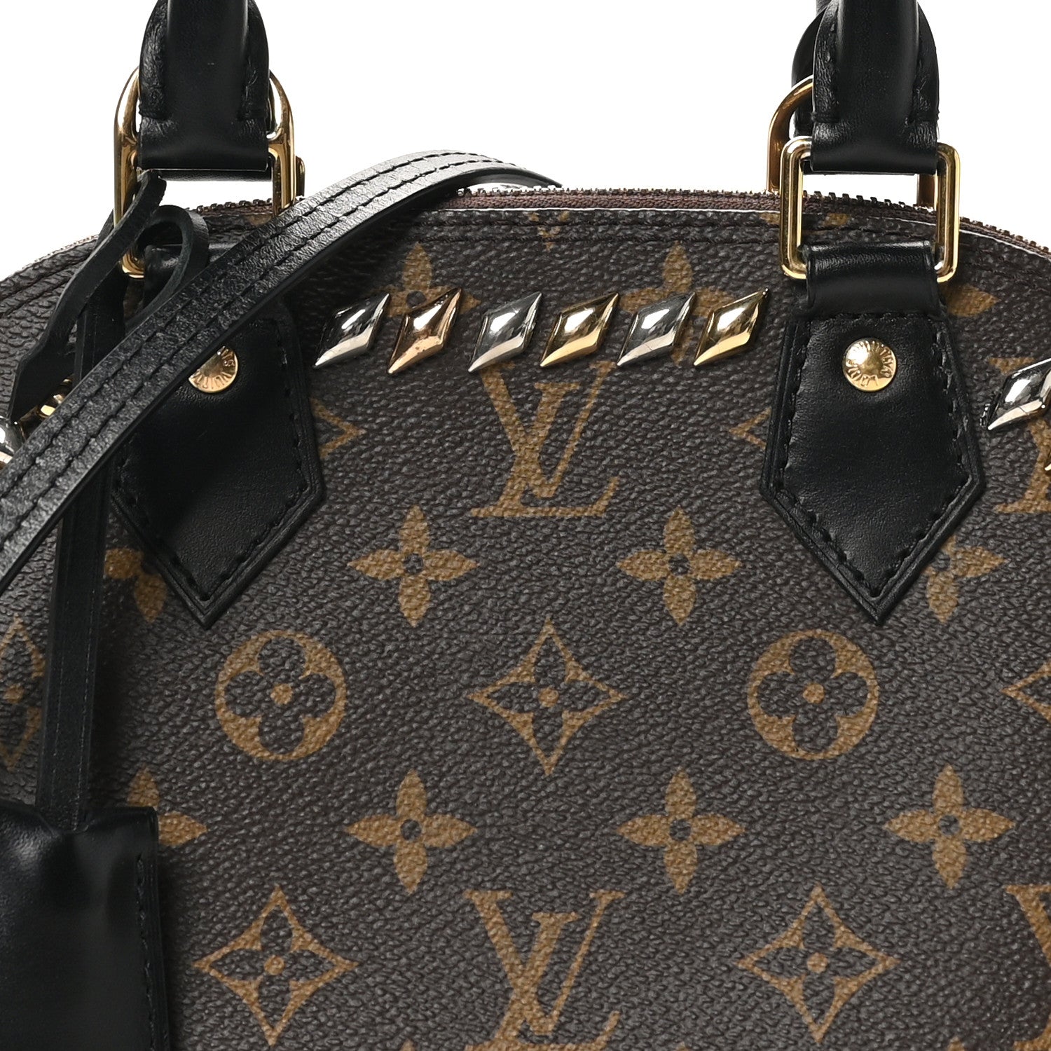 Louis Vuitton Monogram Macassar Studded Alma BB 7 of 9