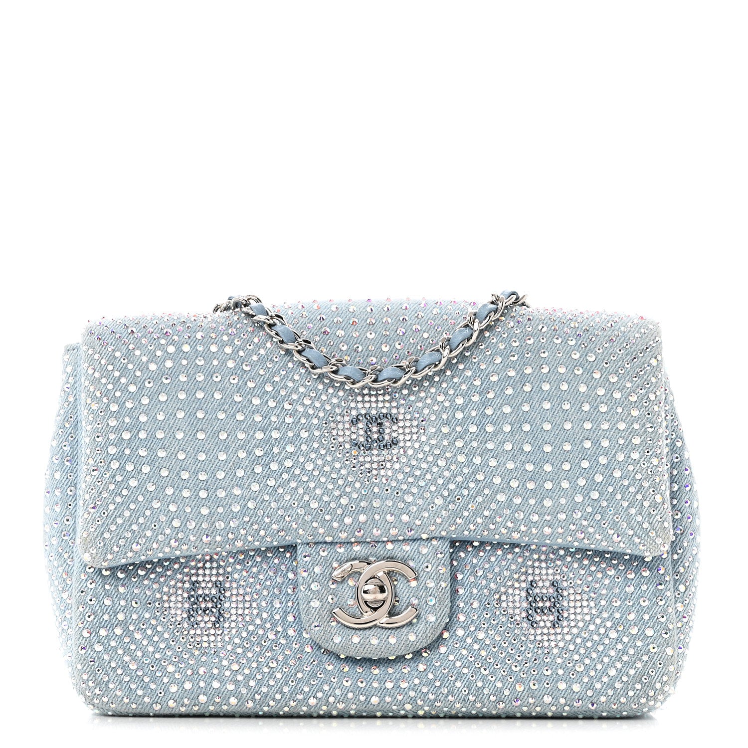 Chanel Denim Strass Evening Flap Bag Blue 1 of 11