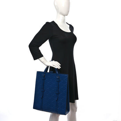 Gucci Calfskin GG Tennis Embossed Medium Tote Bag Intense Metal Blue 2 of 8