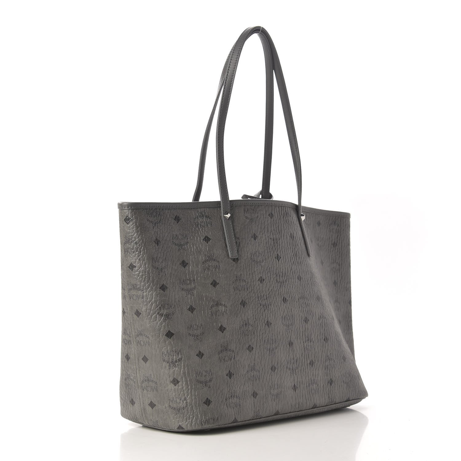 MCM Visetos Medium Reversible Shopper Tote Phantom Grey 3 of 14