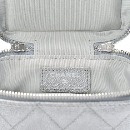 Chanel Metallic Caviar Quilted Mini Top Handle Vanity With Chain Silver 6 of 10