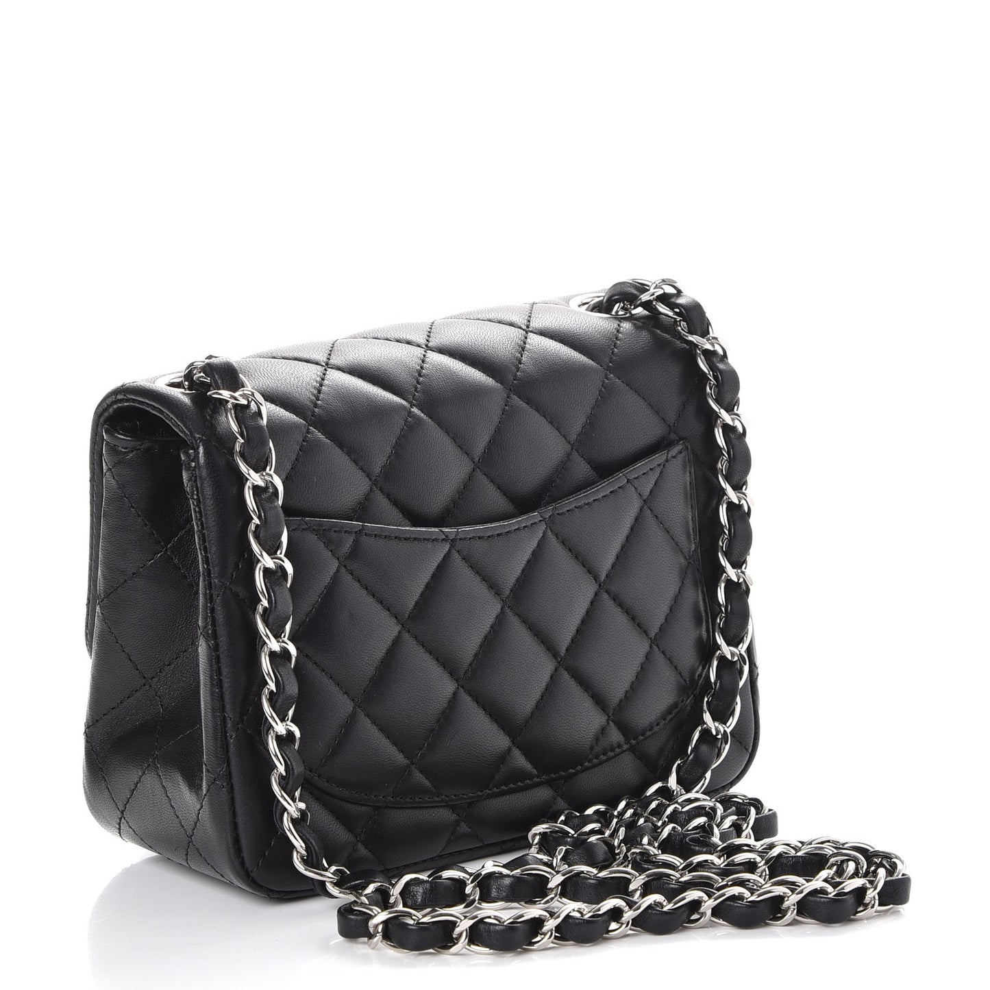 Lambskin Quilted Mini Square Flap Black