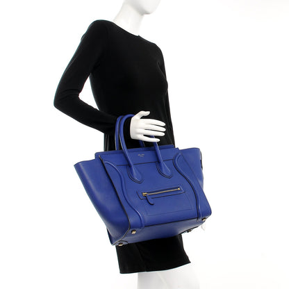 Celine Drummed Calfskin Mini Luggage Indigo 2 of 7