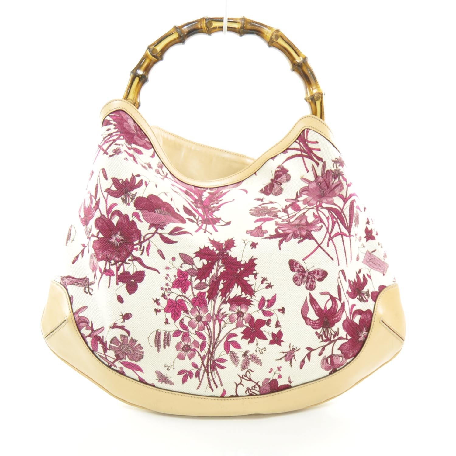 Gucci Canvas Floral Flora Peggy Bamboo Top Handle Hobo 4 of 8
