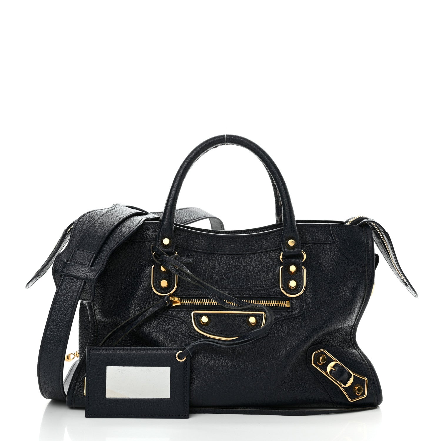 Balenciaga Chevre Gold Metallic Edge Hardware S City Bleu Nuit