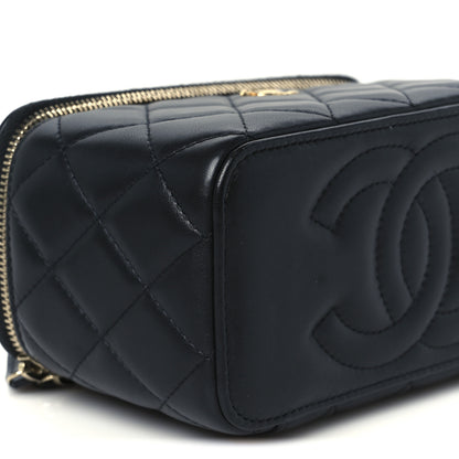 Chanel Lambskin Quilted Pearl Crush Small Vanity Case With Chain Black 9 of 12