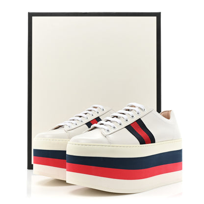 Gucci Calfskin Peggy Platform Sneakers 37 White 13 of 13