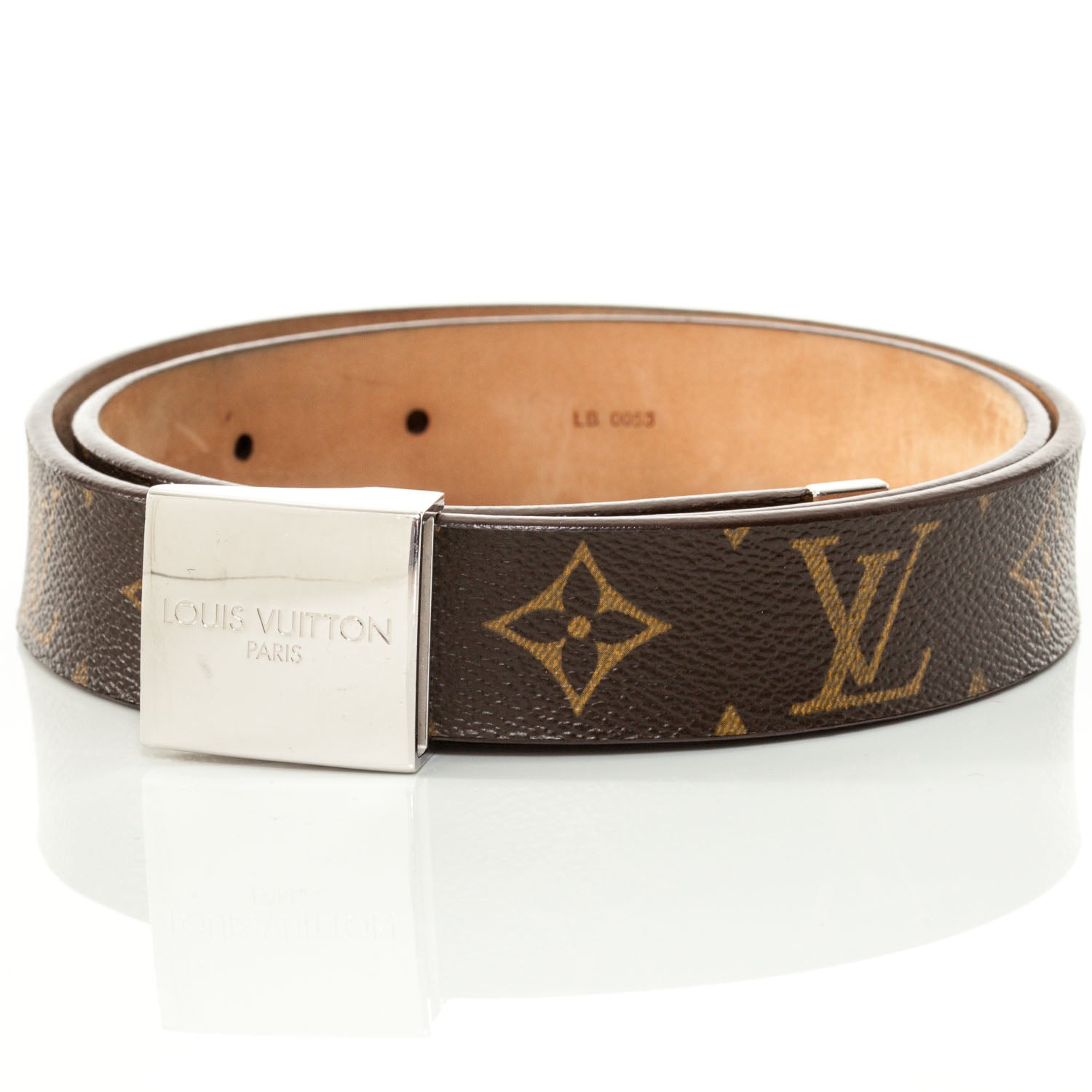 Louis Vuitton Monogram Belt w Silver Buckle 1 of 7
