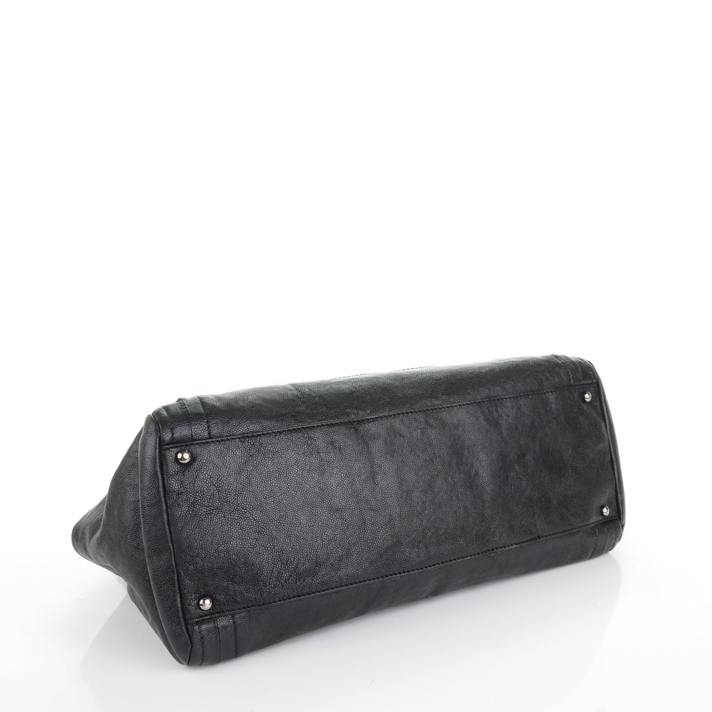Glazed Caviar East West Modern Chain Tote Black