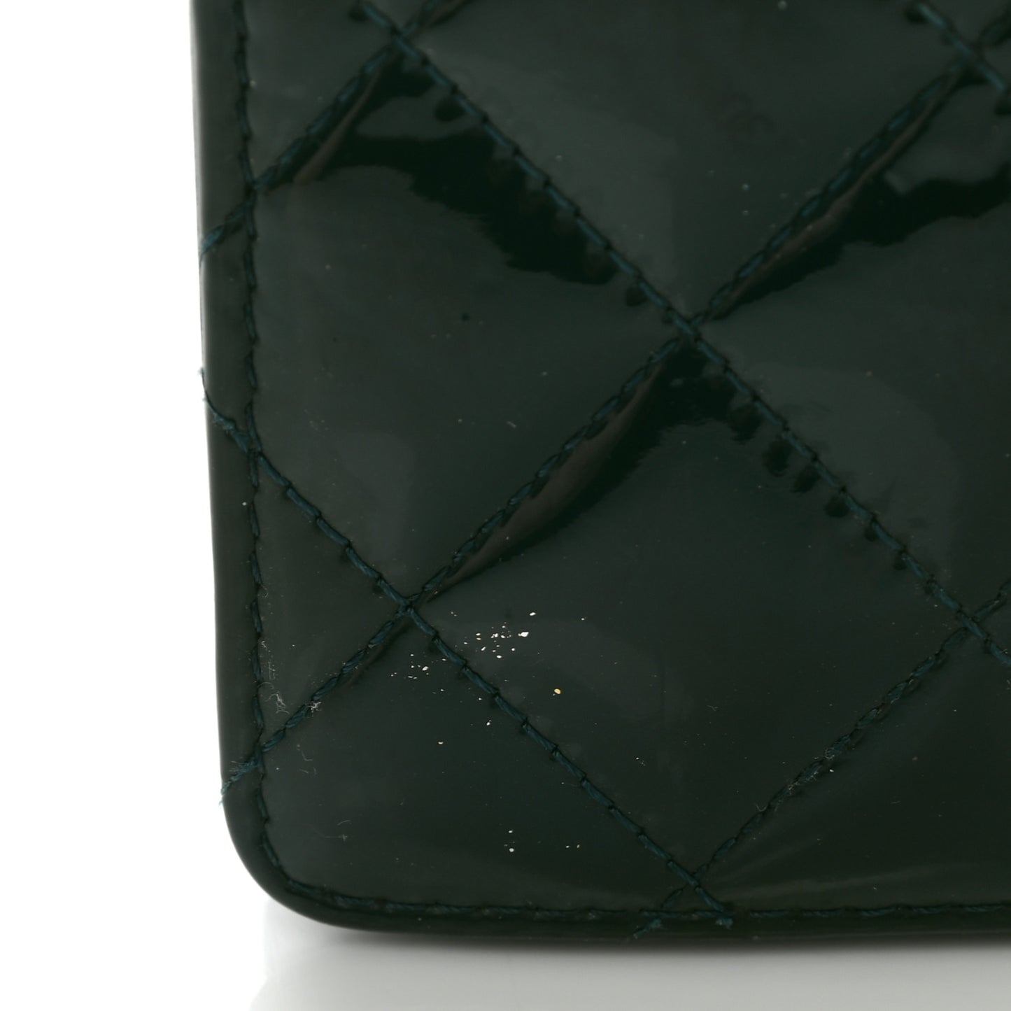 Patent Calfskin Quilted Yen Wallet Blue