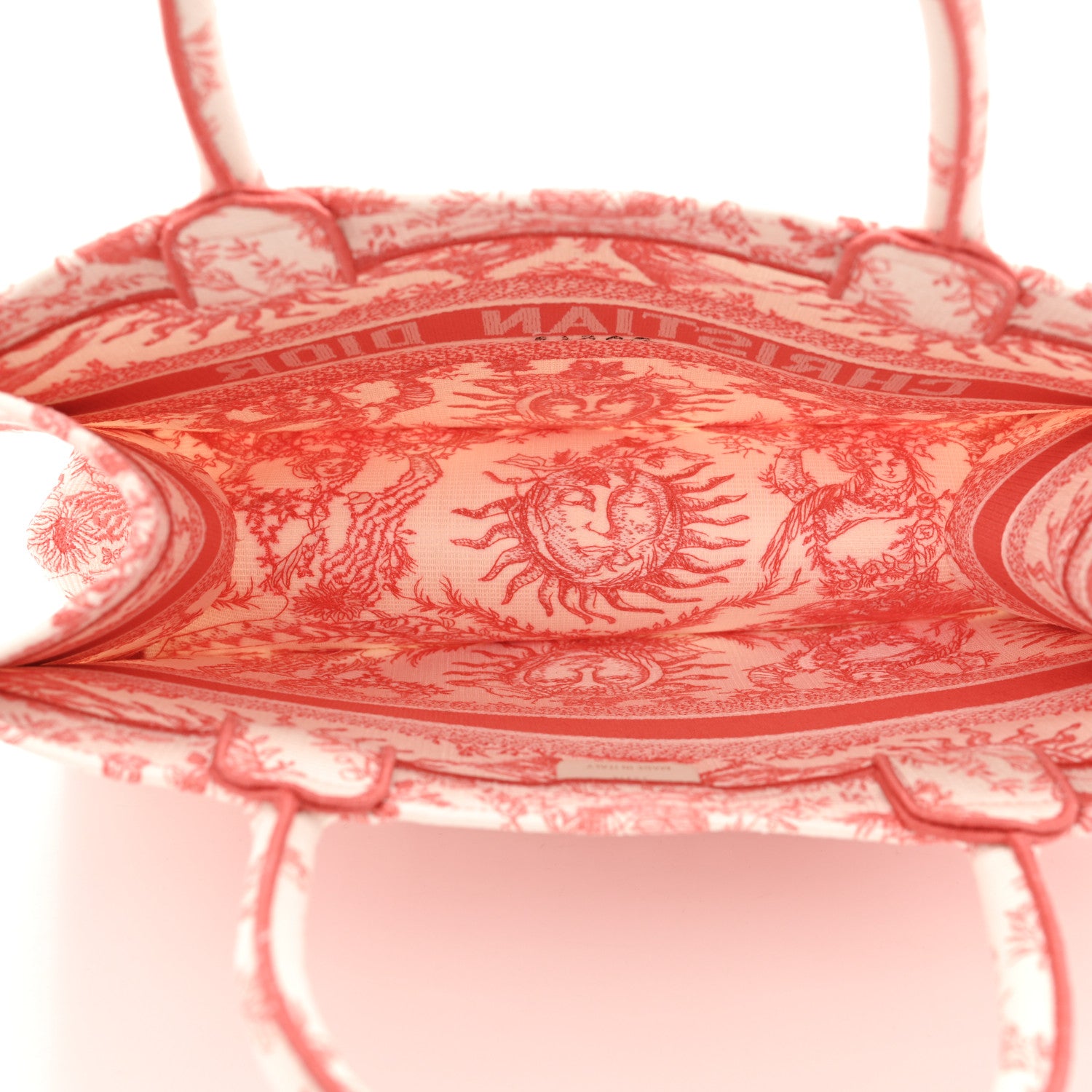Christian Dior Canvas Embroidered Medium Toile de Jouy Soleil Book Tote Coral 5 of 11