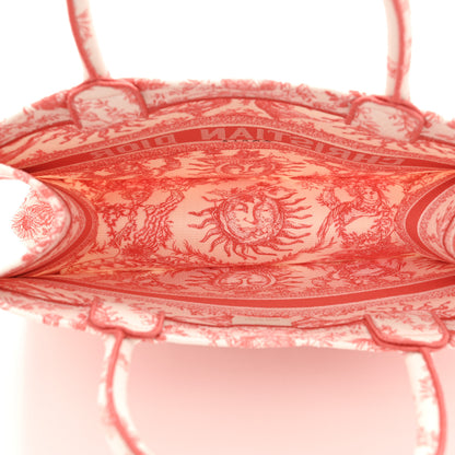 Christian Dior Canvas Embroidered Medium Toile de Jouy Soleil Book Tote Coral 5 of 11