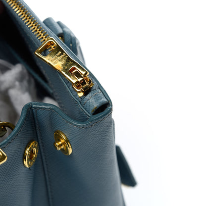 Prada Saffiano Small Galleria Double Zip Tote Aviazione 13 of 14